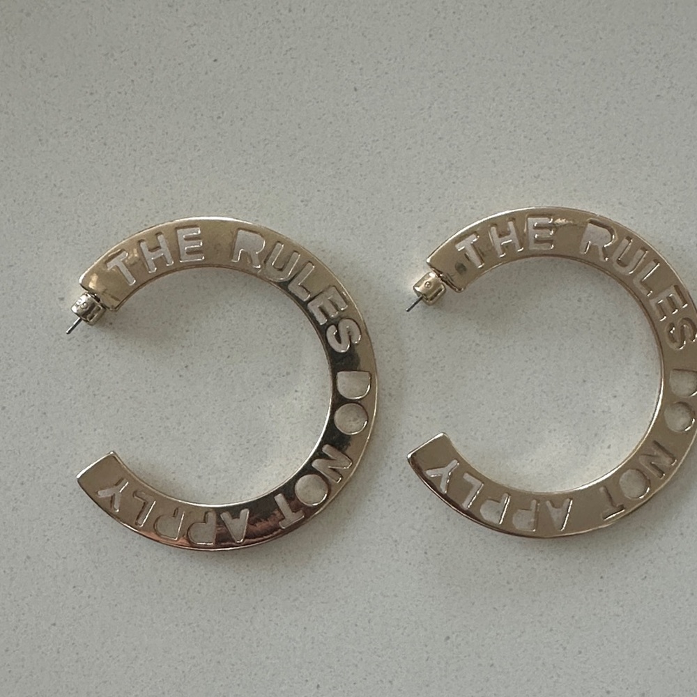 Gold Hoop Earrings with Engraved Text